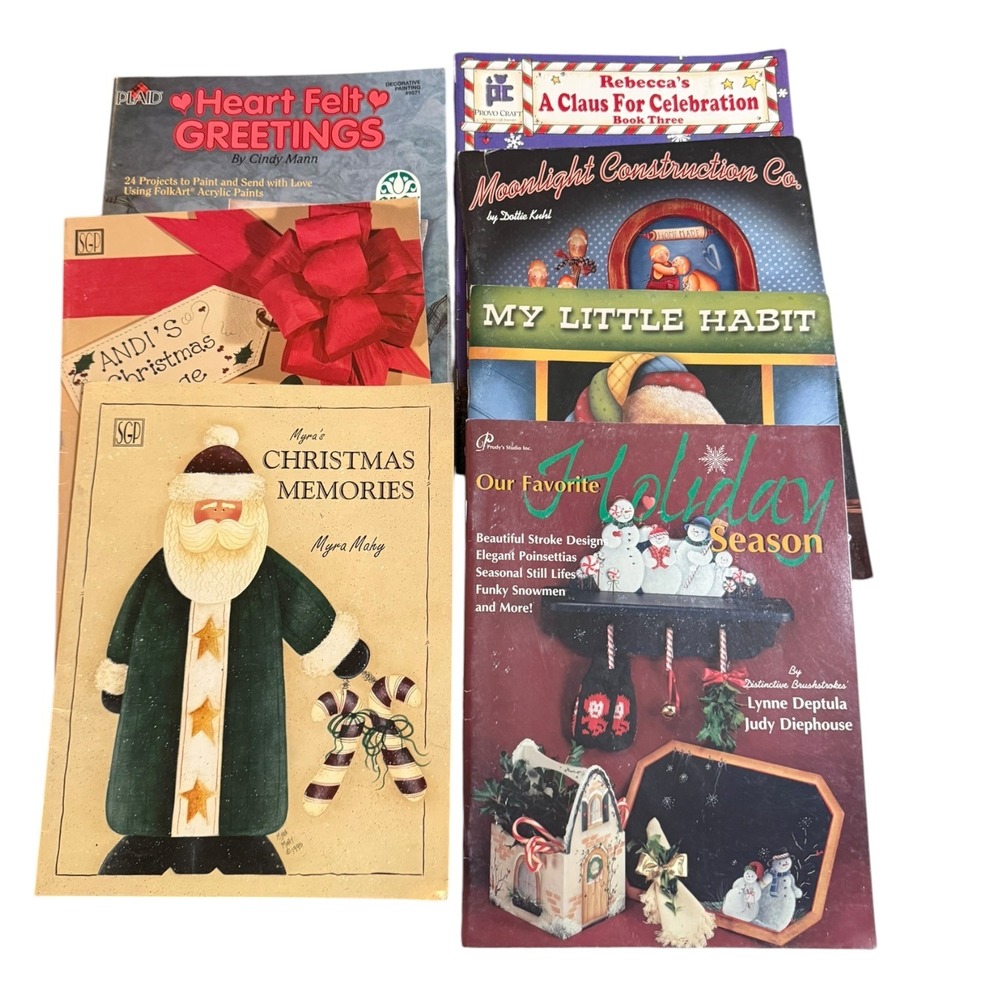 Vintage Christmas Tole Painting Pattern Book Lot of 7 UNCUT INSERTS Included